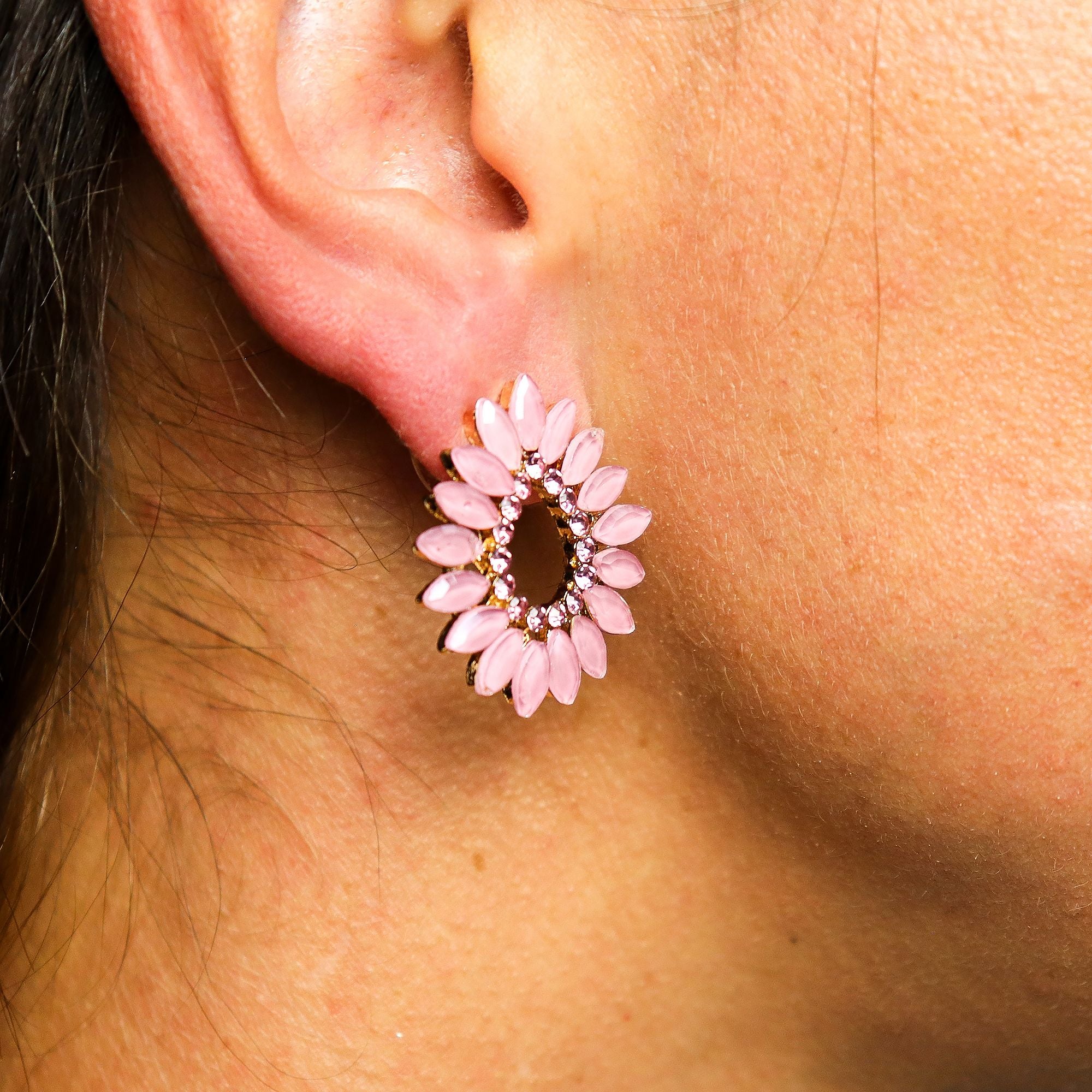 Soft Pink - Vintage Glass - Loop - Earrings