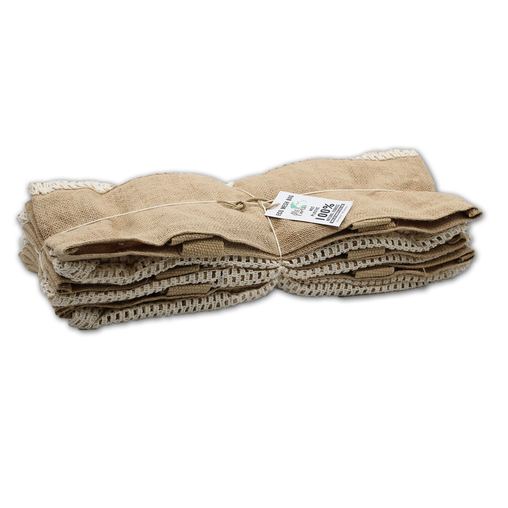 Pure Soft Jute and Cotton Mesh Bag - Natural