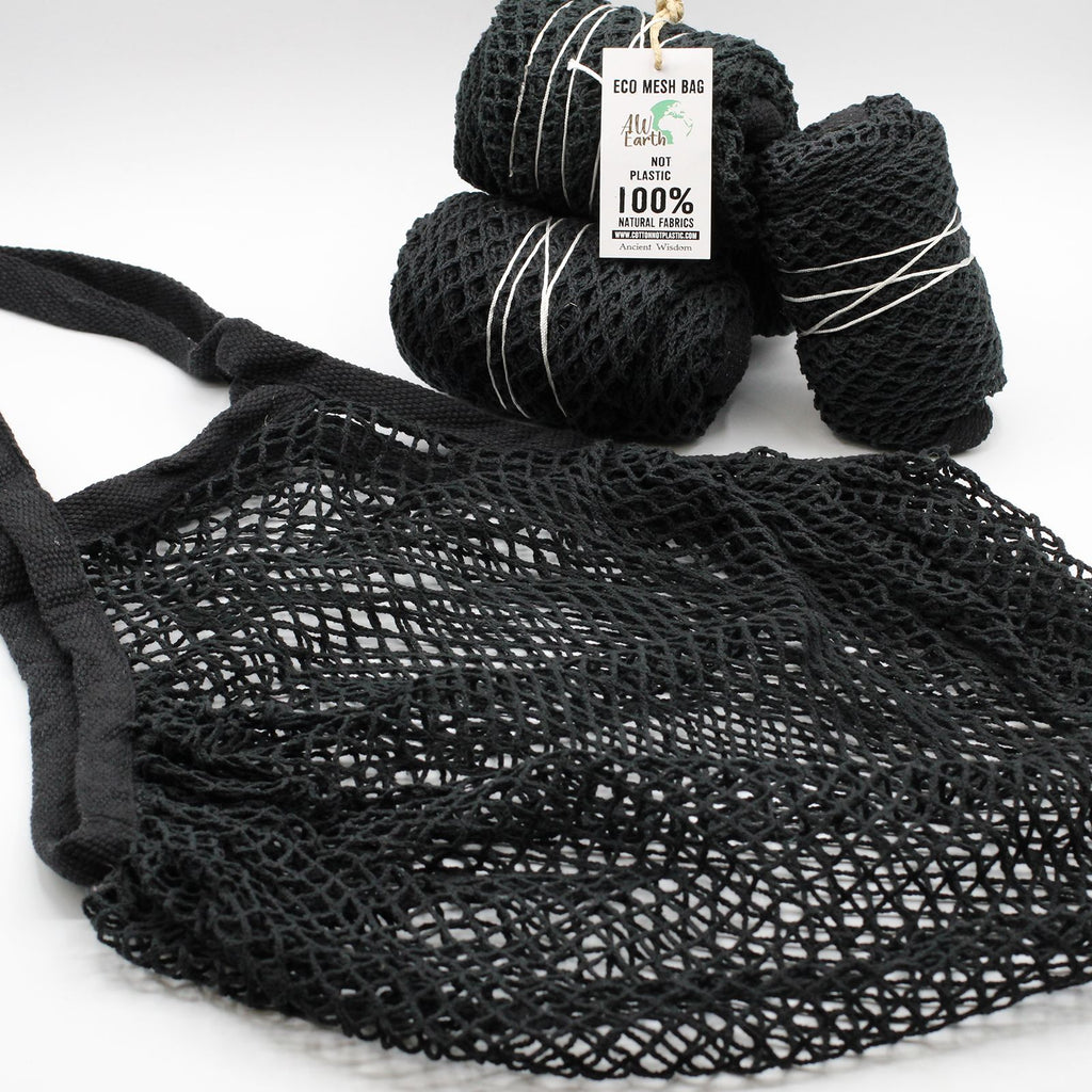 Pure Cotton Mesh Bag - Black