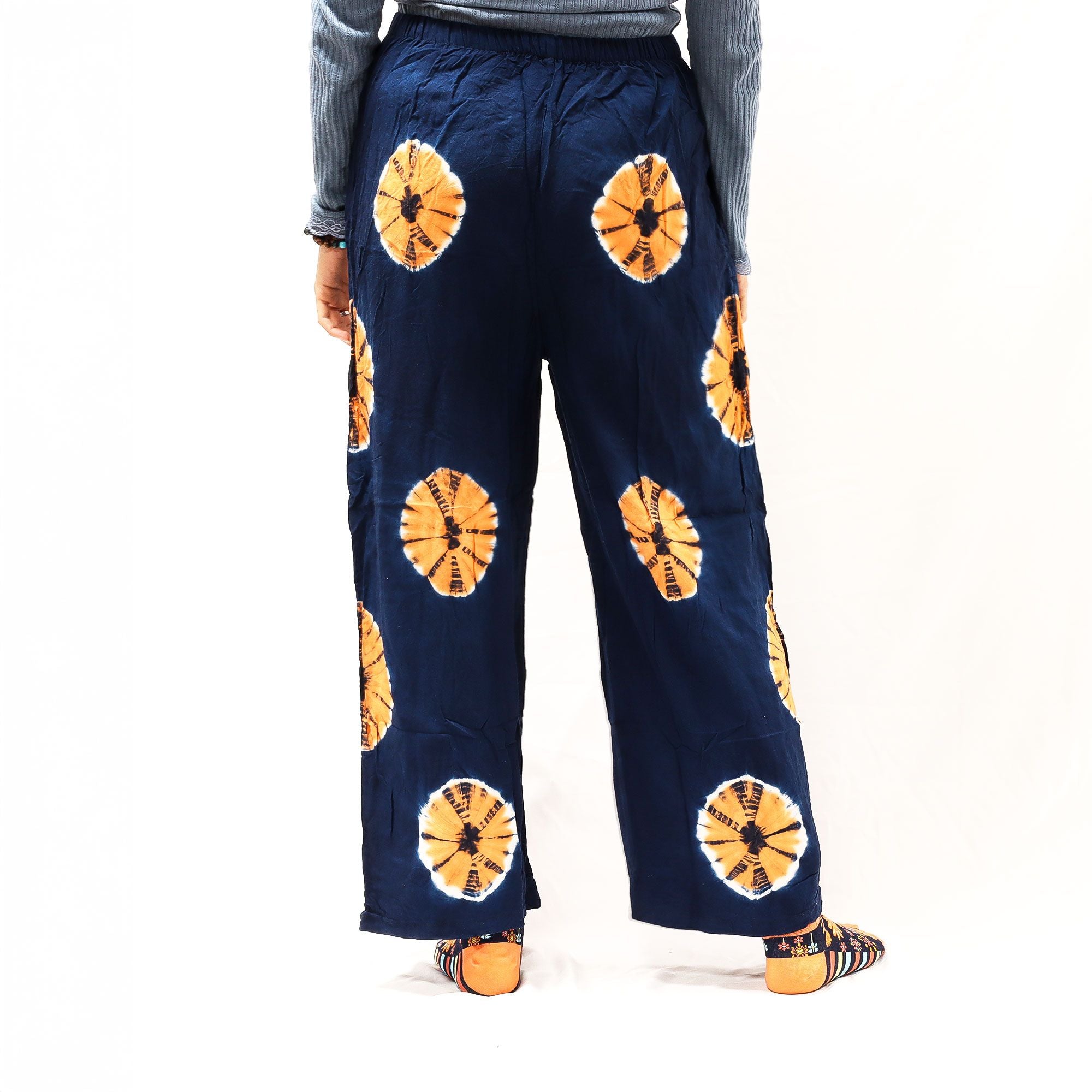 Japanese Style Lounge Pants - Blue & Orange - L