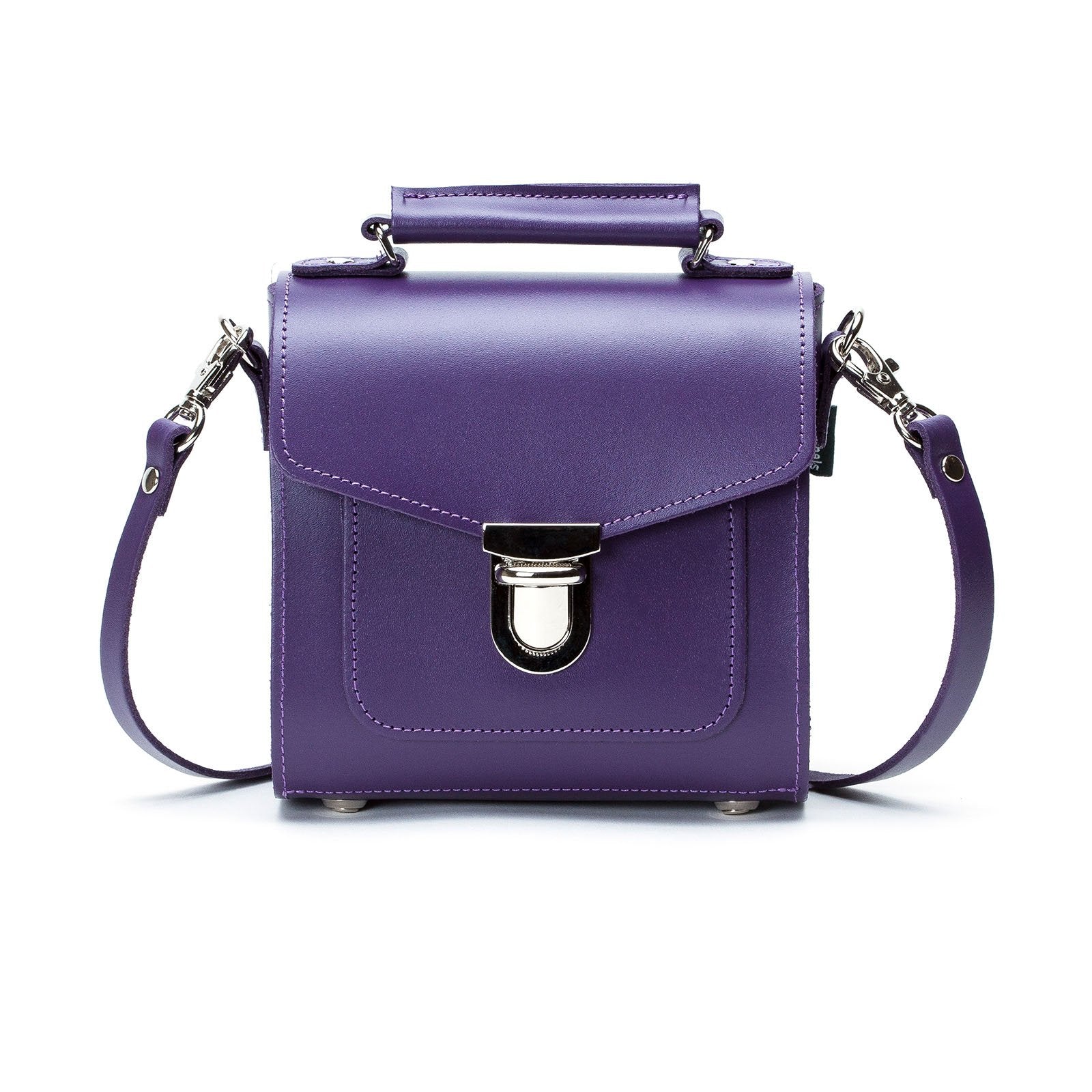Handmade Leather Sugarcube Handbag - Purple